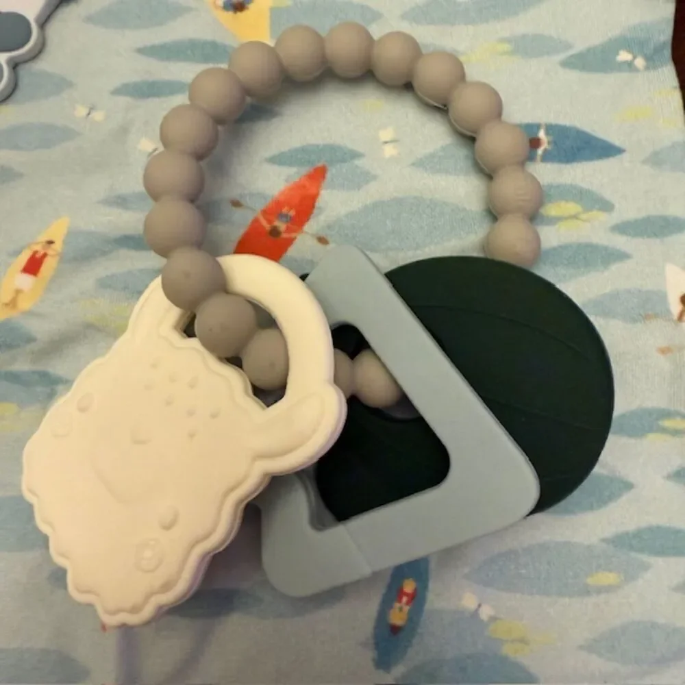 NWT Loulou Lollipop Set-Bodysuit Kayaks, Teething Ring, Paci Clip Size 6-12 Mnth